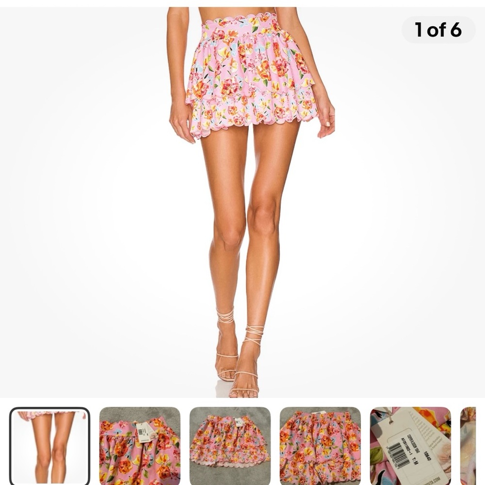 Agua Bendita Pink Orange Skater Mini Skirt